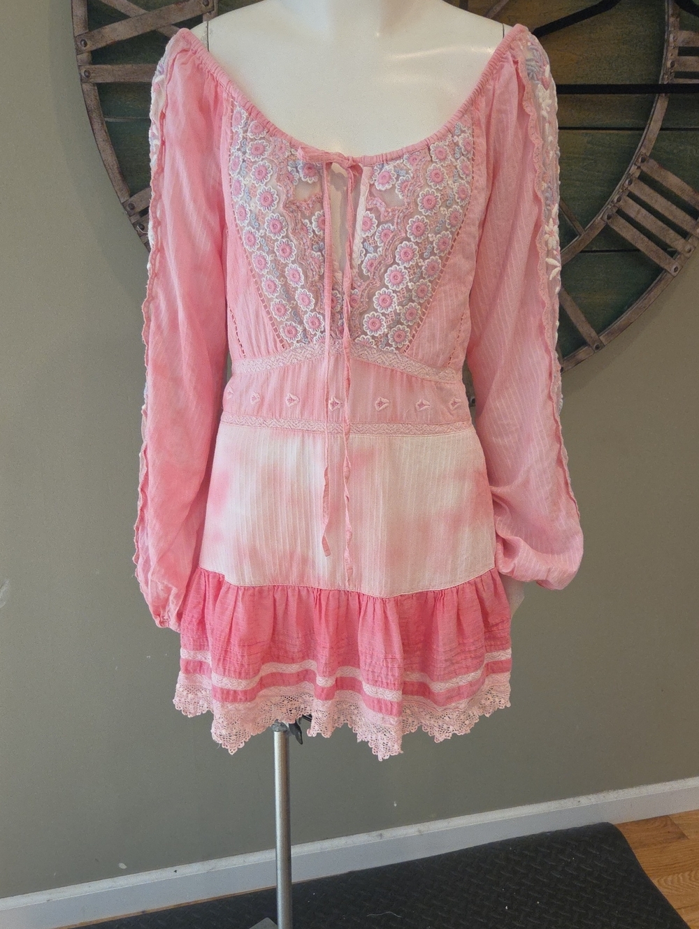 LoveShackFancy Chelie Mini Dress in Pink Zinnia size 6